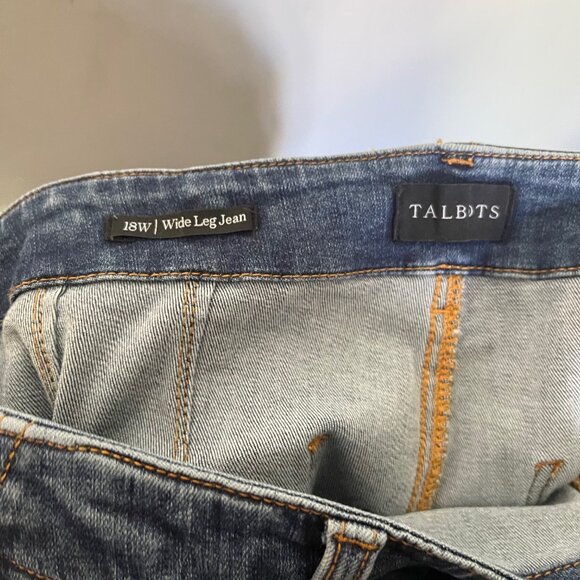 Talbots Women's Plus 18W Sailor Wide Leg Jeans Trousers Button Detail T6 - Picture 11 of 11
